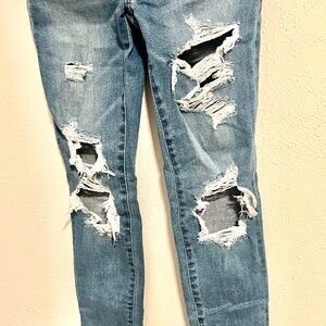 Distressed Blue Jeans